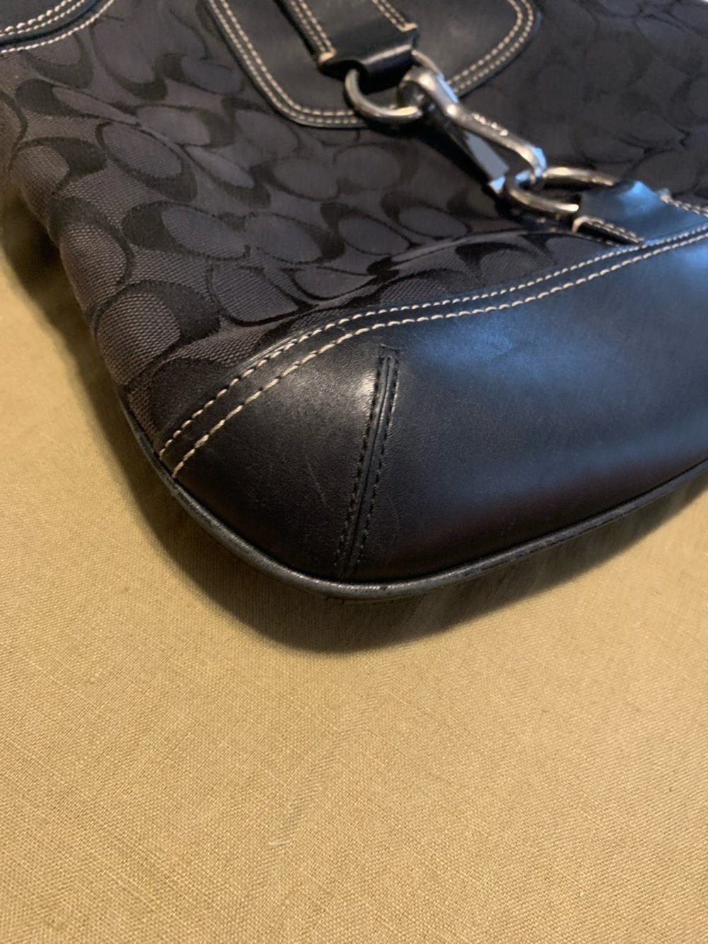 Coach Black Signature Canvas Hobo with Leather Trim and Silver - Picture 7 of 8